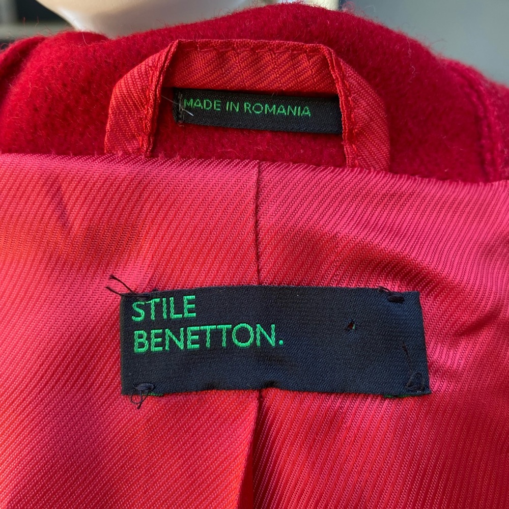 United Colors of Benetton Red Wool Toggle Hooded Coat - Picture 6 of 8